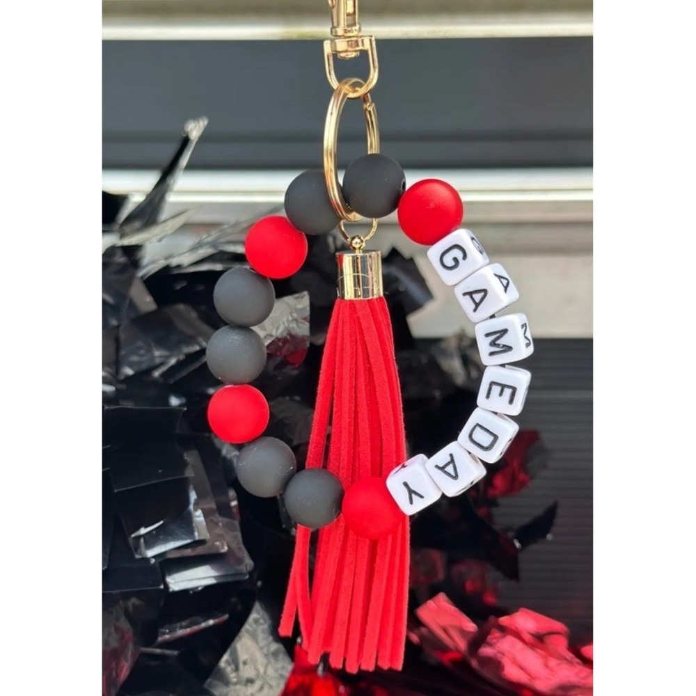 New‎ Viola GAMEDAY Friendship Bead Keychain Bracelet Georgia Bulldogs Red Black
